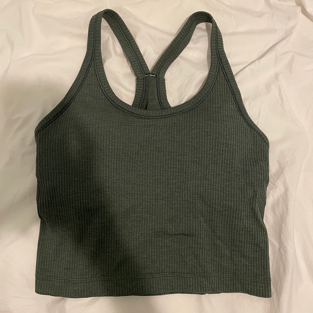 Lululemon Ebb to street tank cropped dark forest